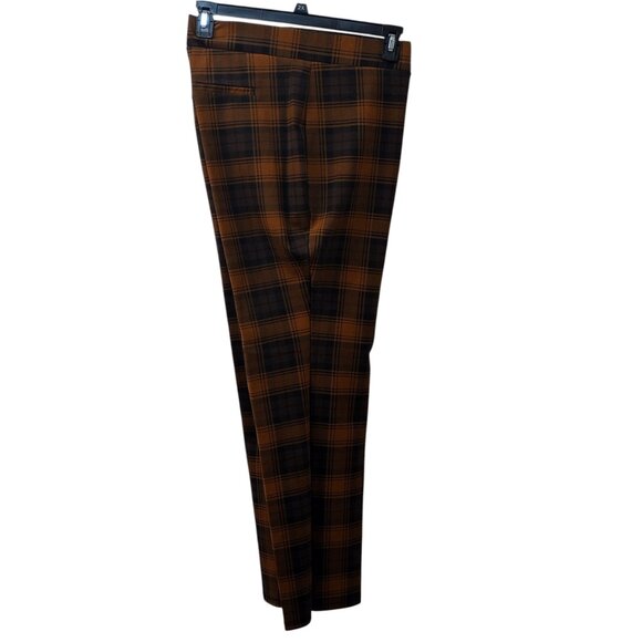 Iman: 2pc Plaid Pantsuit, Size 2X, Brunt Orange, Brown, Black - Picture 8 of 13